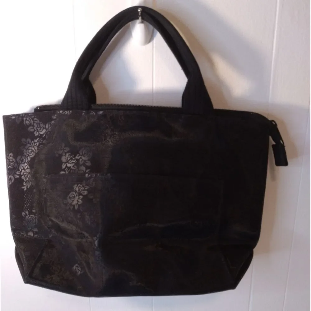 Feminine Black Mesh Hand Bag With Sequin. - Picture 6 of 9